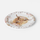 Boho Heilige Koe Hoogland Pampas 1e verjaardag Papieren Bordje (Gekanteld)