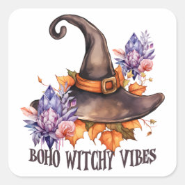 Boho Hekserige Sfeer Halloween Vierkante Sticker