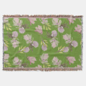 Boho helder groen decor waterverf floranje deken (Voorkant)