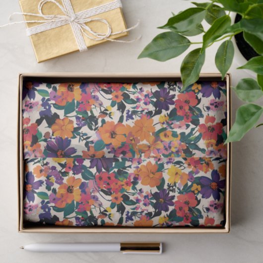 Boho Heldere Bloemen en Vogels Tissuepapier (Geschenk)