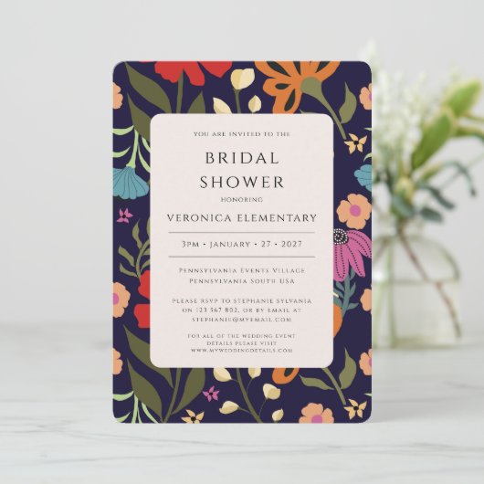 Boho heldere kleurrijke bloemenbruiloft Save the D Kaart (Staand voorkant)