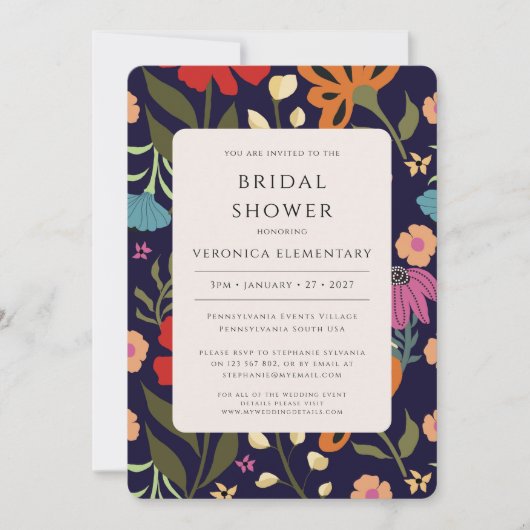 Boho heldere kleurrijke bloemenbruiloft Save the D Kaart (Voorkant)