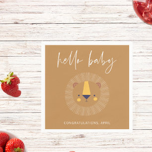 Boho Hello Baby Lion Shower Gold Servet