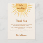 Boho Hello Sunshine Baby Shower Bedankt Briefkaart (Voorkant)
