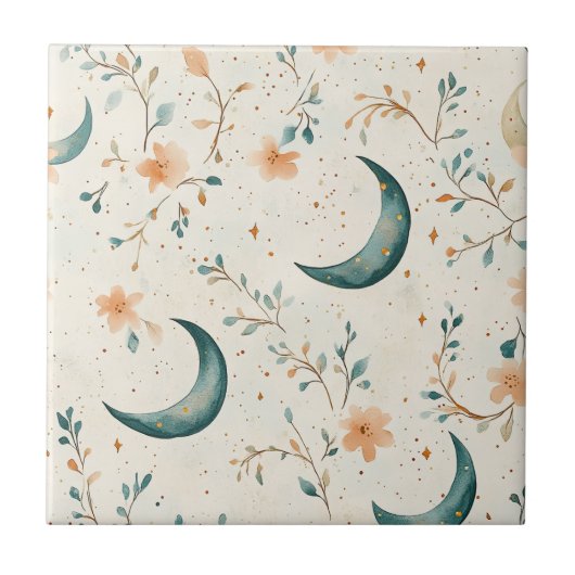 Boho Hemel Bloem Maang Patroon (1) Tegeltje (Voorkant)