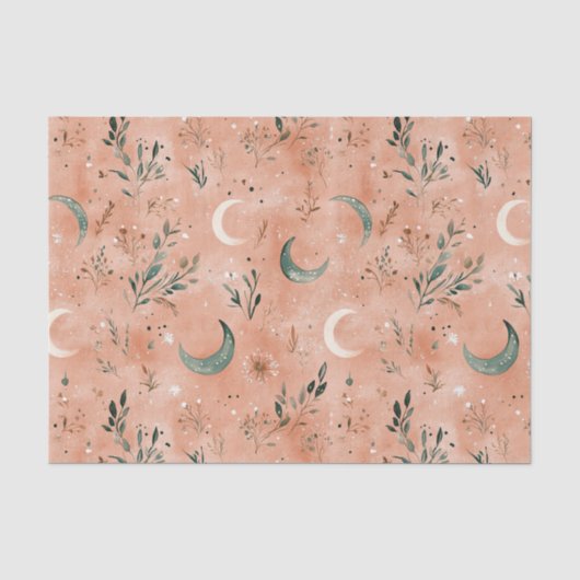 Boho Hemel Bloem Maans Patroon (4) Tissuepapier (Voorkant)