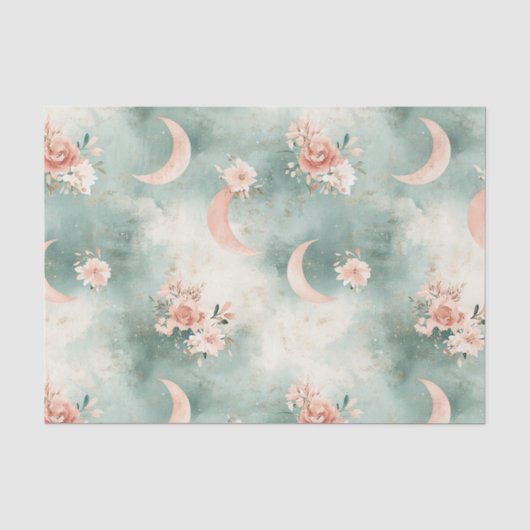 Boho Hemel Bloem Maans Patroon (7) Tissuepapier (Voorkant)