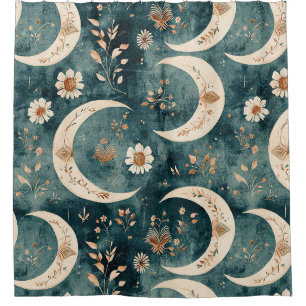 Boho Hemel Bloem Maans Patroon (9) Douchegordijn