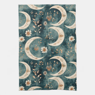 Boho Hemel Bloem Maans Patroon (9) Theedoek