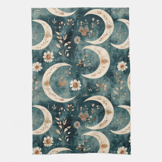 Boho Hemel Bloem Maans Patroon (9) Theedoek (Verticaal)