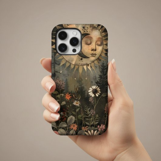 Boho Hemel Zon Maan Bloementuin iPhone Hoesje
