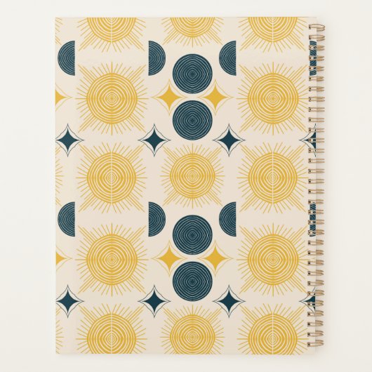 Boho Hemel Zon Maan Monogram Script Planner (Achterkant)