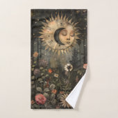 Boho Hemel Zon Maan Wilde Bloementuin Bad Handdoek (Handdoek)