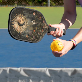 Boho Hemel Zon Maan Wilde Bloementuin Pickleball Paddle
