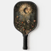 Boho Hemel Zon Maan Wilde Bloementuin Pickleball Paddle (Achterkant)