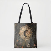 Boho Hemel Zon Maan Wilde Bloementuin Tote Bag (Voorkant)