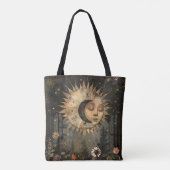 Boho Hemel Zon Maan Wilde Bloementuin Tote Bag (Achterkant)