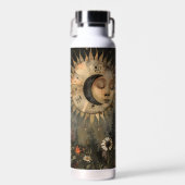 Boho Hemel Zon Maan Wilde Bloementuin Waterfles (Voorkant)