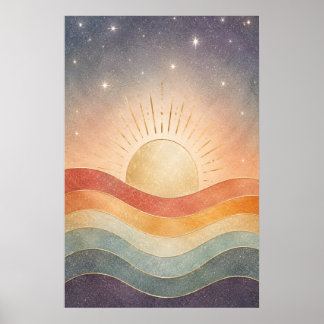 Boho Hemel Zonsondergang Abstract Moderne Woestijn Poster