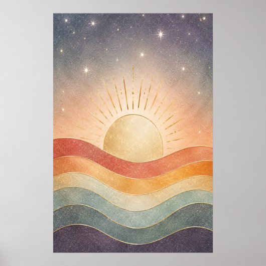 Boho Hemel Zonsondergang Abstract Moderne Woestijn Poster (Voorkant)