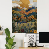 Boho Hemelberg Vallei Rivier Distel Poster (Thuiskantoor)