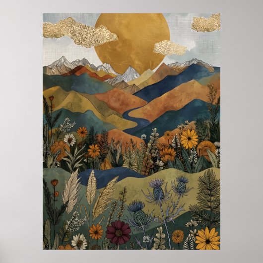 Boho Hemelberg Vallei Rivier Distel Poster (Voorkant)