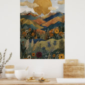 Boho Hemelberg Vallei Rivier Distel Poster (Keuken)