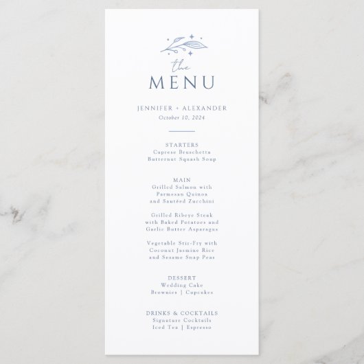Boho Hemelbruiloft Menu (Voorkant)