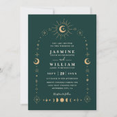 Boho Hemelgalactisch Maan Nacht QR Code Bruiloft Kaart (Voorkant)