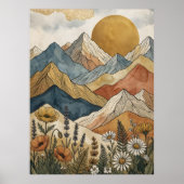 Boho Hemels Berg Wilde Bloem Zon Poster (Voorkant)