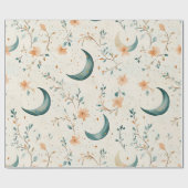 Boho Hemels Bloem Maangepatroon (1) Cadeaupapier (Vlak)