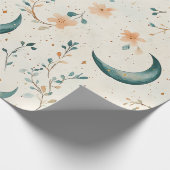 Boho Hemels Bloem Maangepatroon (1) Cadeaupapier (Hoek)