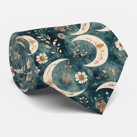 Boho Hemels Bloem Maantje Patroon (9) Stropdas (Opgerold)