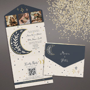 Boho Hemels Huwelijk All In One Uitnodiging