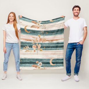 Boho Hemels Streeppatroon in Teal voor Vrije Geest Fleece Deken