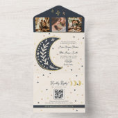 Boho hemelse bruiloft all in one uitnodiging (Binnen)