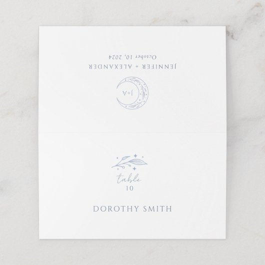 Boho hemelse bruiloft plaatskaartje (Buitenkant ongevouwen)