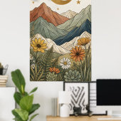 Boho Hemelse Sterachtige Bergsucculent Poster (Thuiskantoor)
