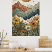 Boho Hemelse Sterachtige Bergsucculent Poster (Keuken)