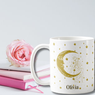 Boho Hemelse Vrouw Whimsical Maan Sterren op maat Koffiemok