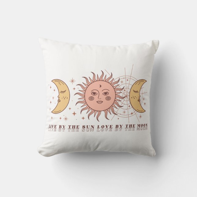 Boho hemelse zon en maan kussen (Voorkant)