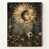 Boho Hemelse Zon Maan Wilde Bloem Tuin Notitieboek (Achterkant)
