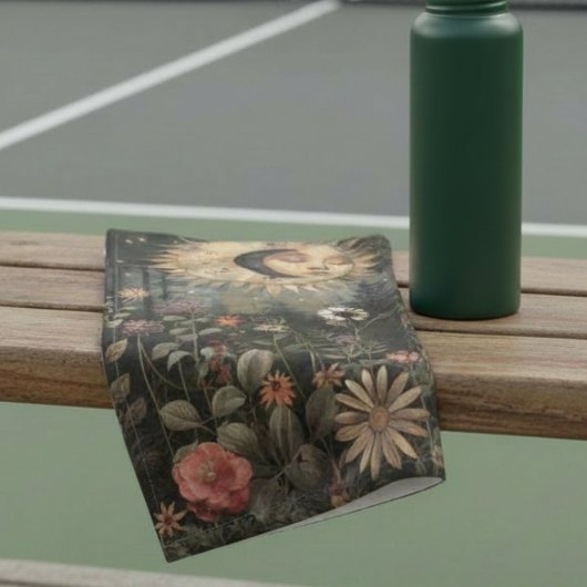 Boho Hemelse Zon Maan Wilde Bloem Tuin Sport  Handdoek
