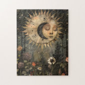 Boho Hemelse Zon Maan Wilde Bloem Tuin Sporten Legpuzzel (Verticaal)