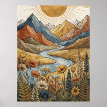 Boho Hemelse Zonnebundel Berg Rivier Lupine