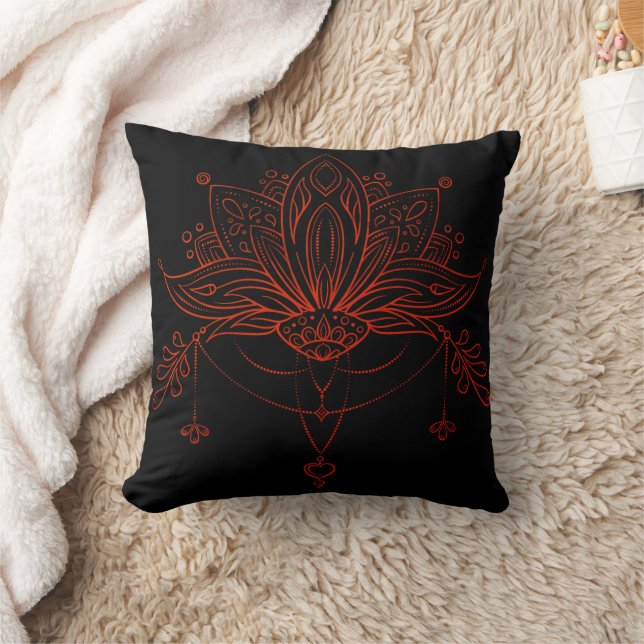 Boho Henna Lotus Bloem Kussen (Deken)
