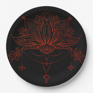 Boho Henna Lotus Bloem Papieren Bordje