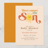 Boho Here Comes the Son Retro Baby Shower Kaart (Voorkant / Achterkant)