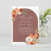 Boho Herfst Baby shower A Little Pumpkin Kaart (Staand voorkant)