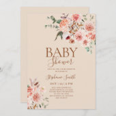 Boho herfst Baby shower Girl Invitation Kaart (Voorkant / Achterkant)